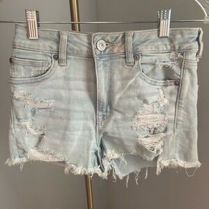 blue american eagle ripped jean shorts size 4